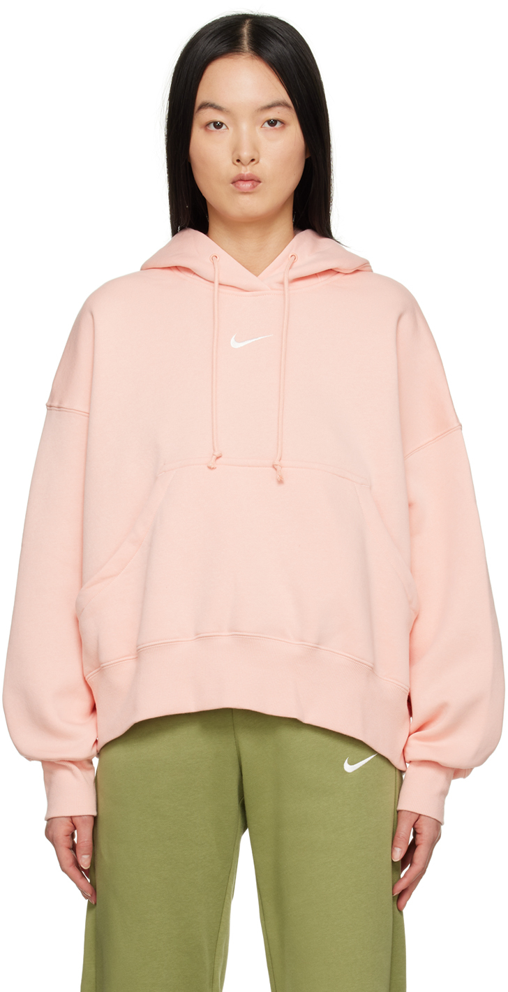 Nike Pink Phoenix Hoodie In Arctic Orange/sail
