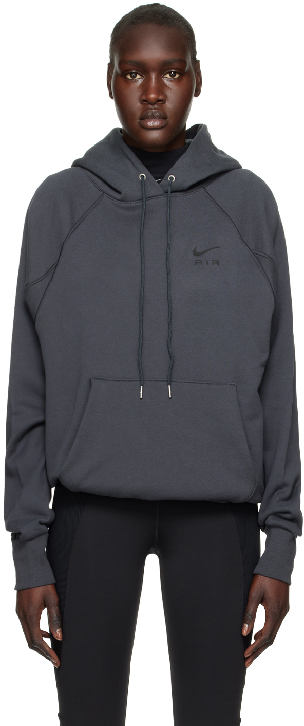 Nike Gray Sportswear Air Hoodie In Dk Smoke Grey/black