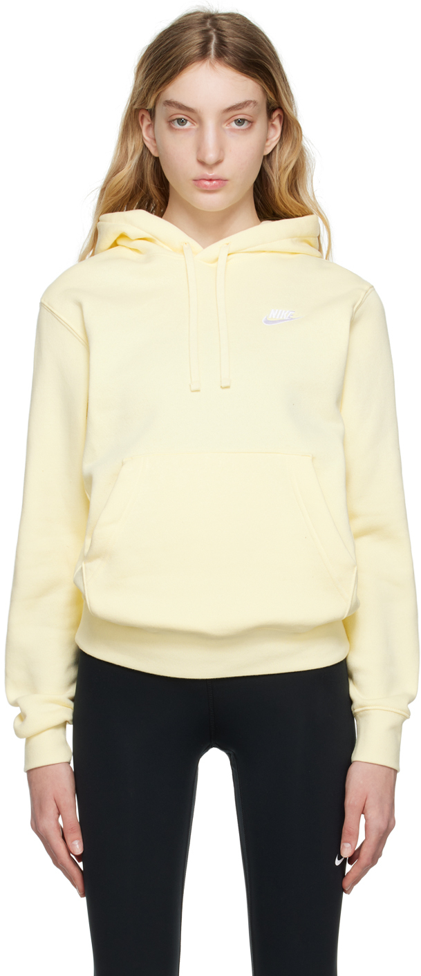 Nike Yellow Embroidered Hoodie In Alabaster/alabaster/