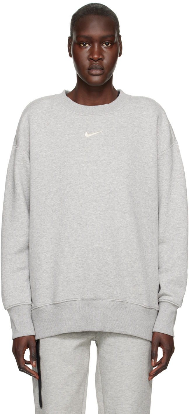 Nike Gray Phoenix Sweatshirt In Dk Grey Heather/sail