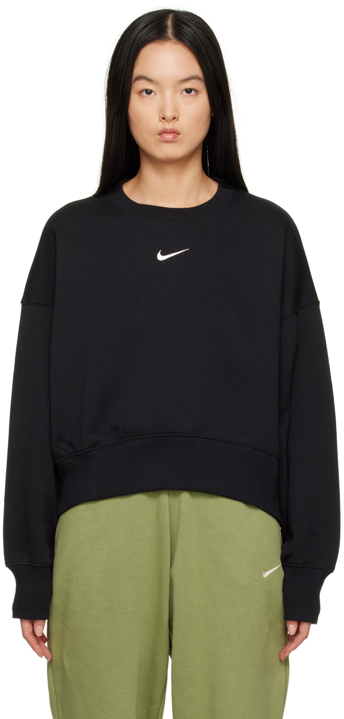 Nike Phoenix Fleece Sweatshirt In Black In Black/sail
