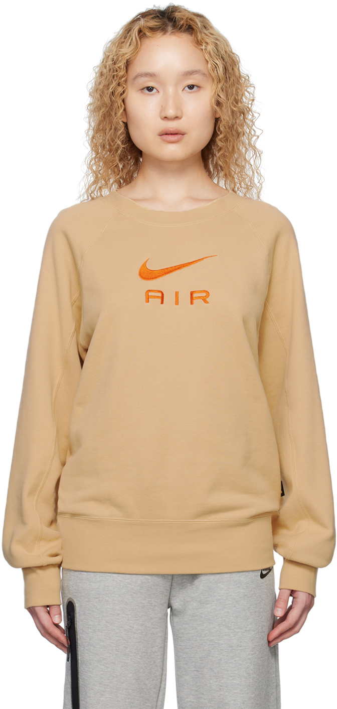 Nike Beige ''air' Sweatshirt In Sesame/safety Orange