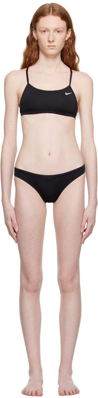 Black Essential High-Waisted Bikini Bottom by Nike on Sale
