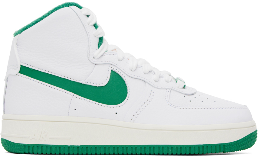 Nike White & Green Air Force 1 Sculpt Sneakers