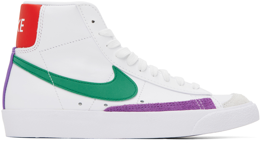 Shop Nike White & Green Blazer Mid '77 Sneakers In White/stadium Green-