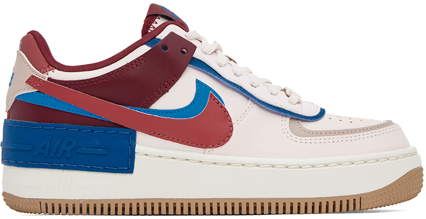 Nike Air Force 1 Shadow Sneakers in Soft Pink and Blue Burgundy Mix