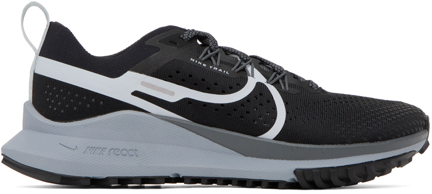 Shop Nike Black React Pegasus Trail 4 Sneakers In Black/aura-dark Grey