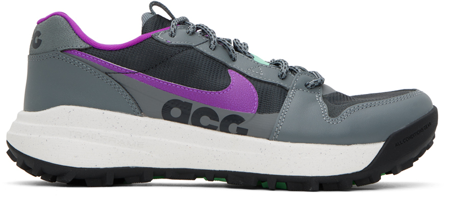 Shop Nike Gray & Purple Acg Lowcate Sneakers In Smoke Grey/dk Smoke