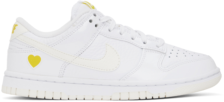 NIKE WHITE & YELLOW DUNK LOW SNEAKERS