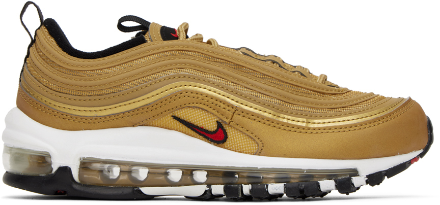 Shop Nike Gold Air Max 97 Golden Bullet Sneakers In Metallic Gold/varsit