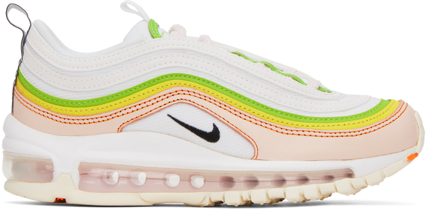 Nike White & Pink Air Max 97 Sneakers In White/black-pearl Pi