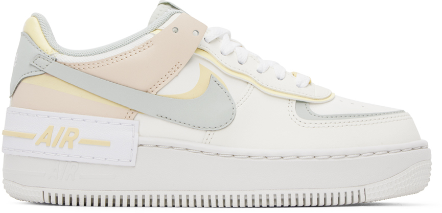 Nike Air Force 1 Shadow Leather Low-top Trainers In Sail/light Silver/citron Tint/pearl White/white/summit White