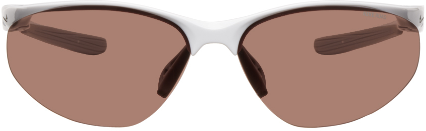 Nike White Aerial Sunglasses In White/road Tint