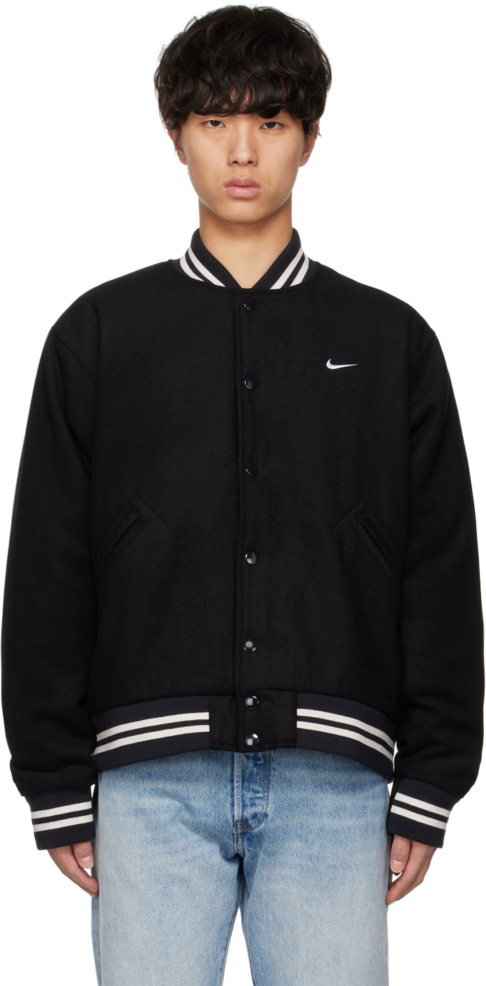 Nike: Black Authentics Varsity Jacket | SSENSE