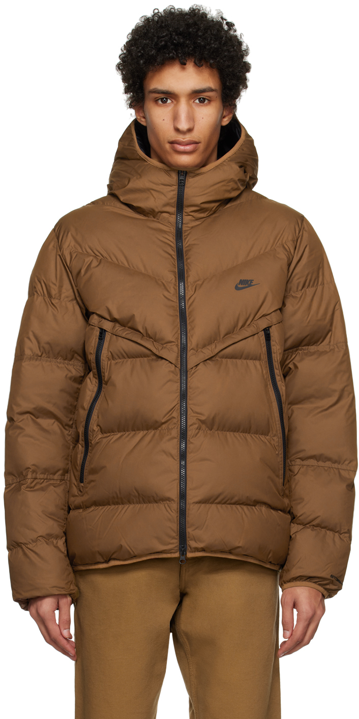 Nike: Brown Quilted Puffer Jacket | SSENSE Canada