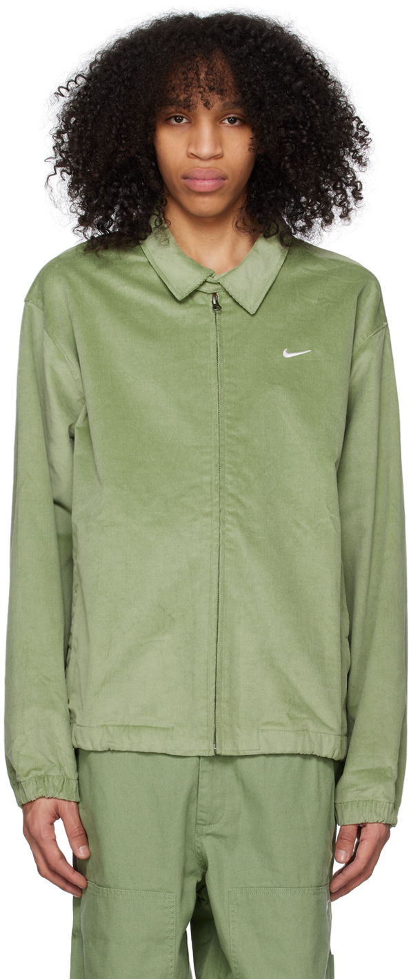Shop Nike Green Harrington Jacket In Oil Green/white