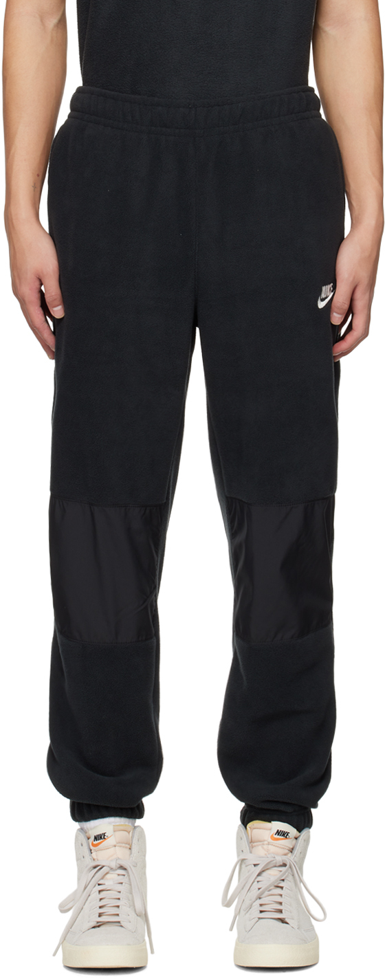 Shop Nike Black Embroidered Lounge Pants In Black/sail