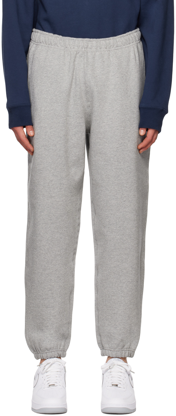 Nike Gray Solo Swoosh Lounge Pants In Dk Grey Heather/whit
