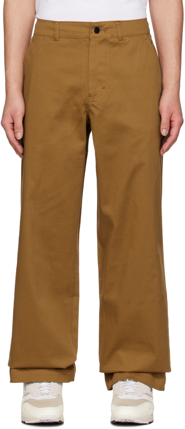 Tan Embroidered Trousers by Nike on Sale