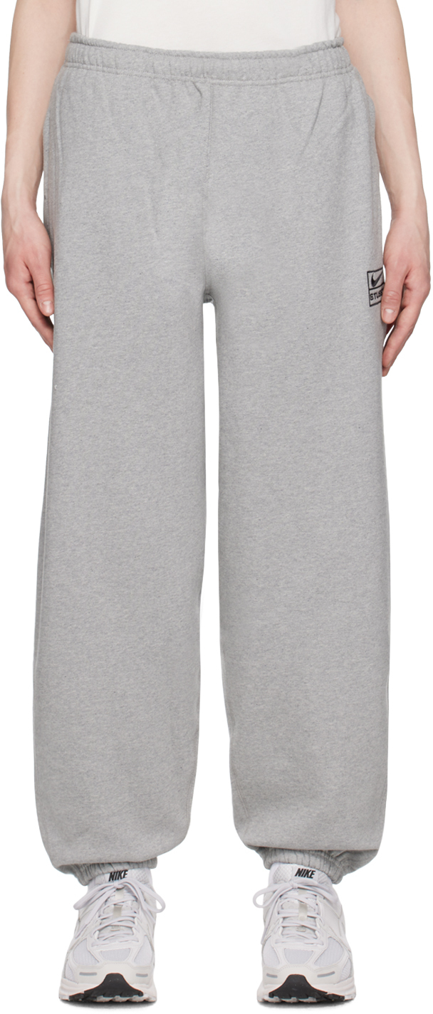Nike Gray Stüssy Edition Lounge Pants In Dk Grey Heather/blac