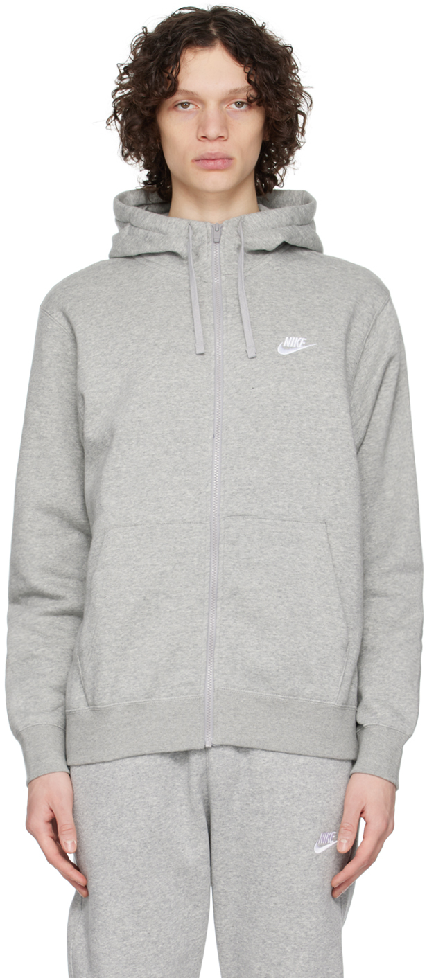 Nike Gray Sportswear Club Hoodie In Dk Grey Heather/matt