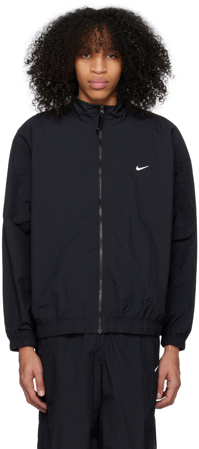 Nike Black Embroidered Jacket In Black/white