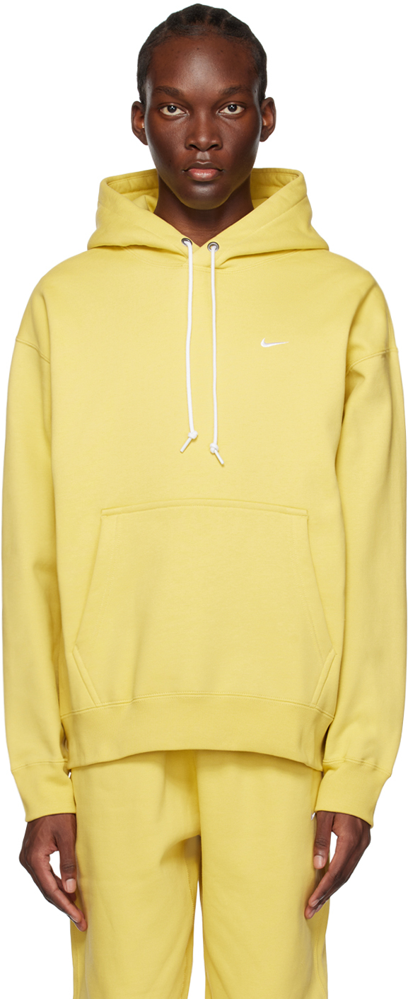 Nike Logo-embroidered Cotton-blend Jersey Hoodie In Yellow