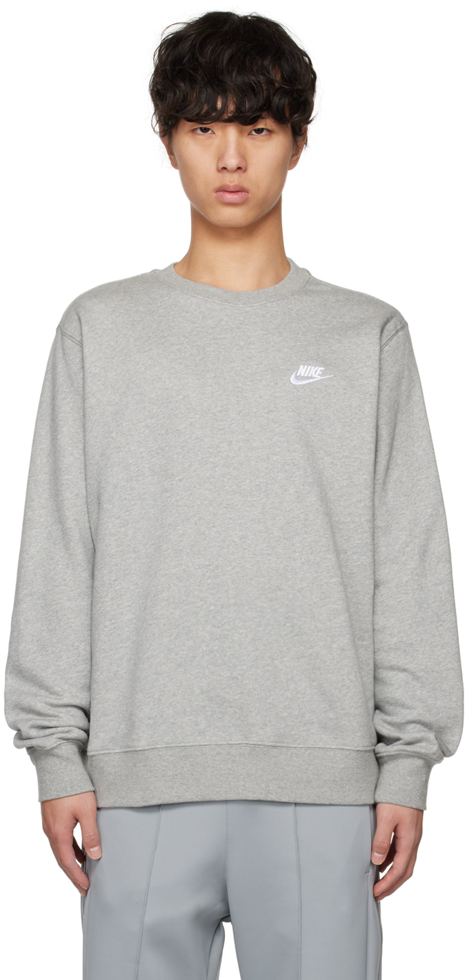 Nike: Gray Sportswear Club Sweatshirt | SSENSE