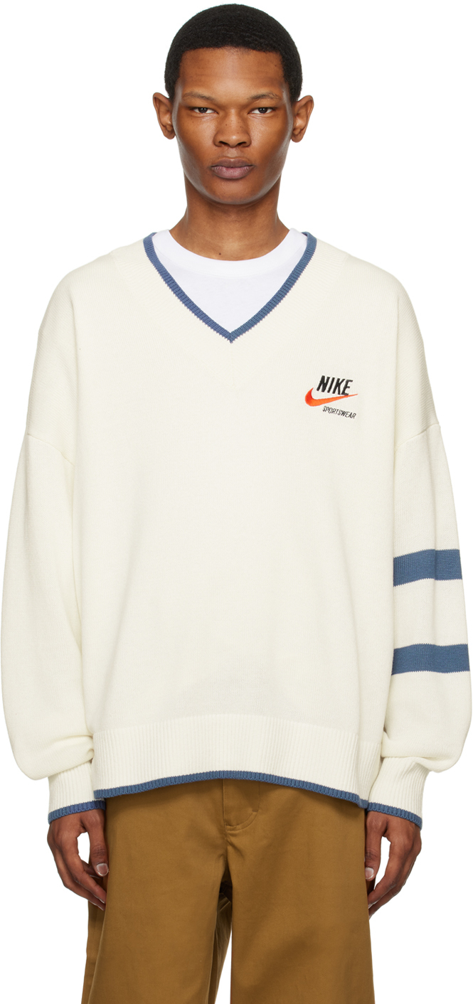 Nike: White Embroidered Sweater | SSENSE