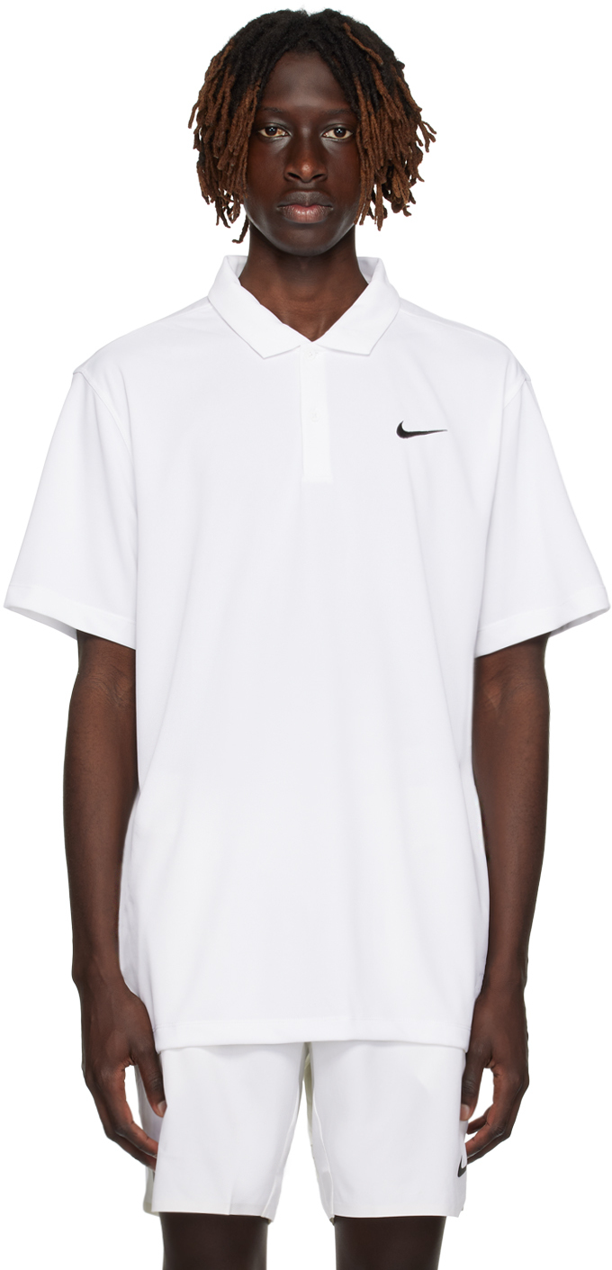 Nike Victory Logo-embroidered Dri-fit Polo Shirt In White