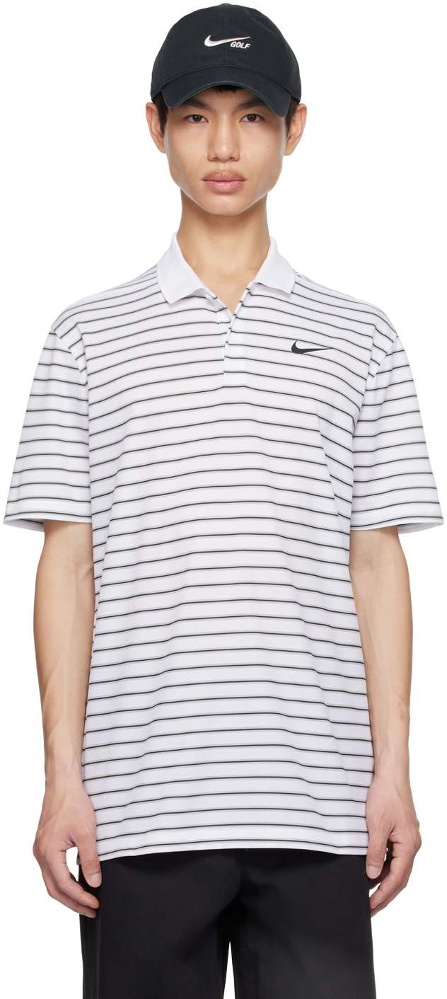 Nike White Dri-fit Victory Polo In White/black