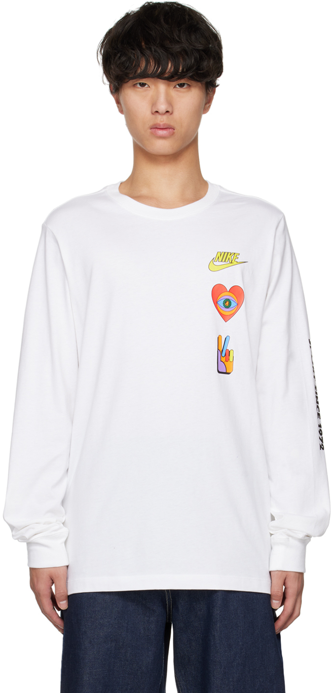 Nike White Graphic Long Sleeve T-shirt ModeSens