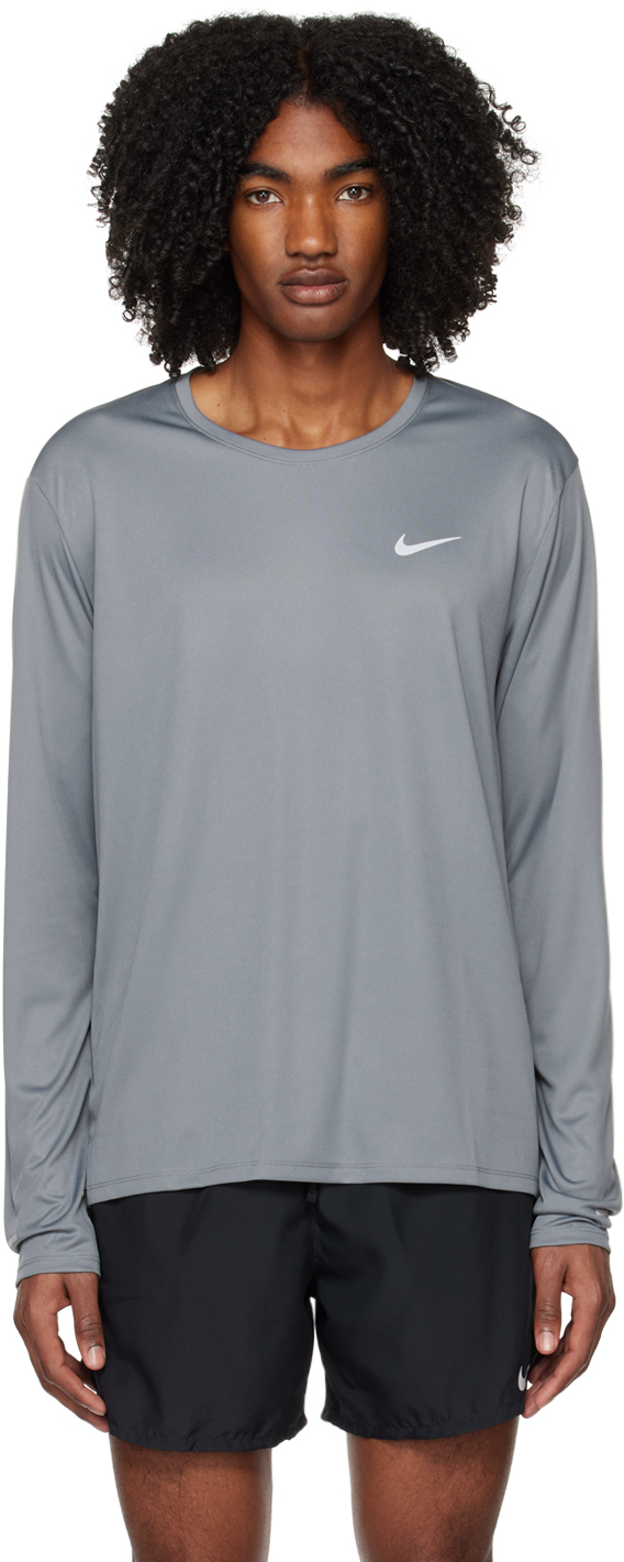 Nike Gray Miler Long Sleeve T-Shirt