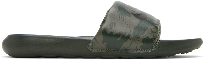 Nike Khaki Victori One Sandals In Medium Olive/black-s