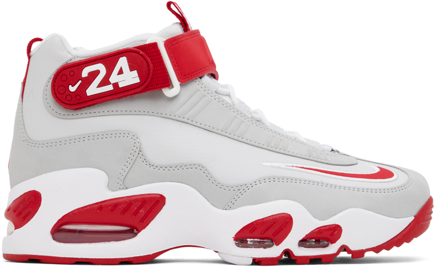 Nike Gray & Red Air Griffey Max 1 Sneakers In Silver/red/white