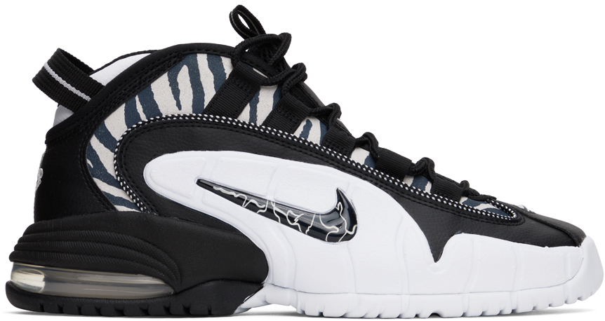 Shop Nike Black & White Air Max Penny Sneakers In Black/black-vast Gre