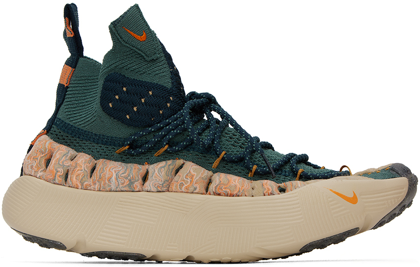Shop Nike Beige & Navy Ispa Sense Flyknit Sneakers In Mineral Slate/magma