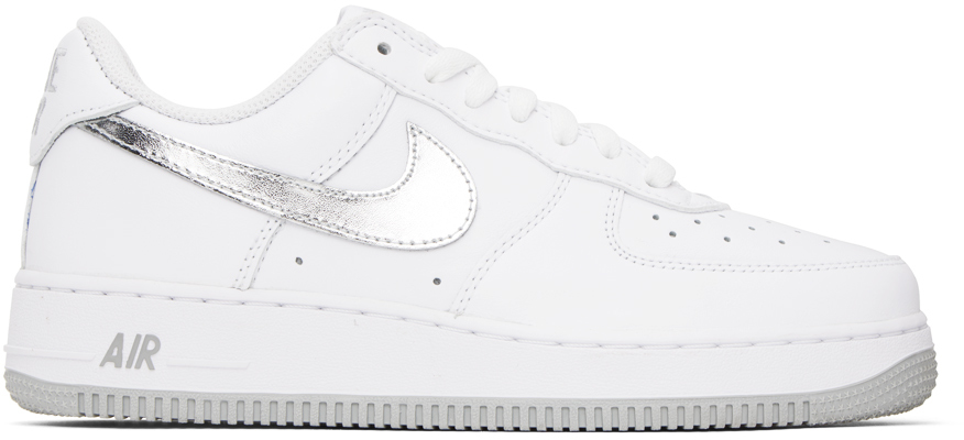 Nike White 'color Of The Month' Air Force 1 Low Sneakers In White/metallic Silve