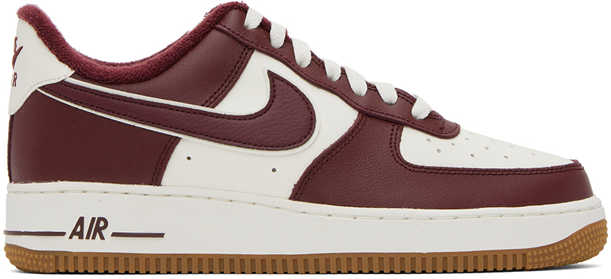 White & Burgundy Air Force 1 '07 Sneakers by Nike on Sale