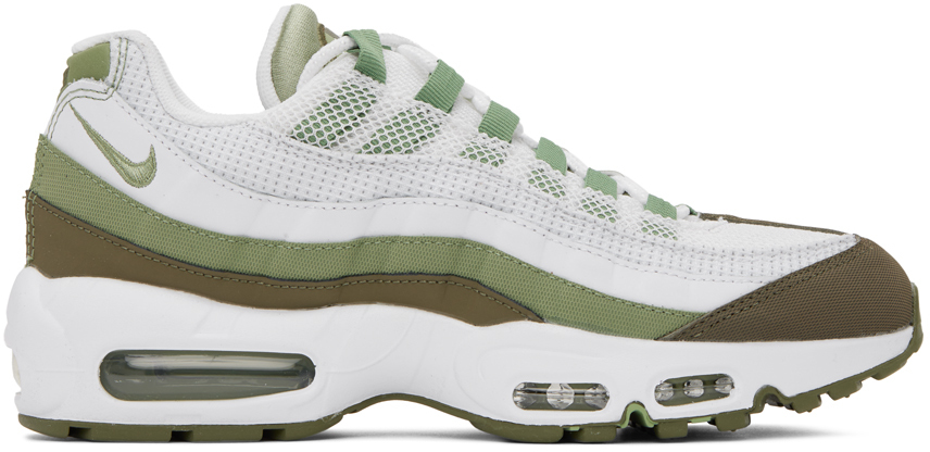 Nike Green & White Air Max 95 Sneakers In White/oil Green-medi