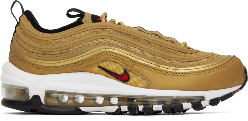 Shop Nike Gold Air Max 97 Og Sneakers In Metallic Gold/varsit