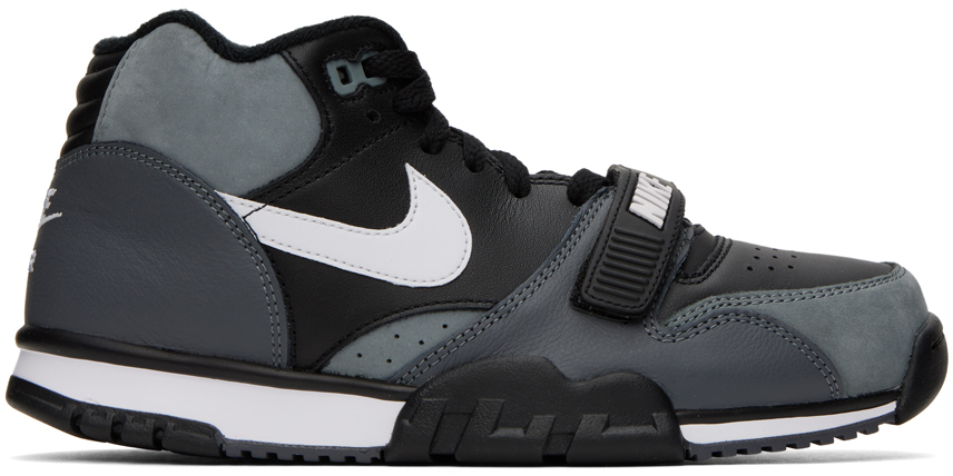 Shop Nike Gray & Black Air Trainer 1 Sneakers In Black/white-dark Gre