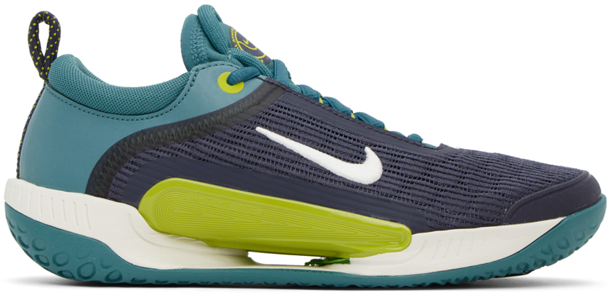Nike Navy Court Air Zoom Nxt Sneakers In Mineral Teal/sail/gr