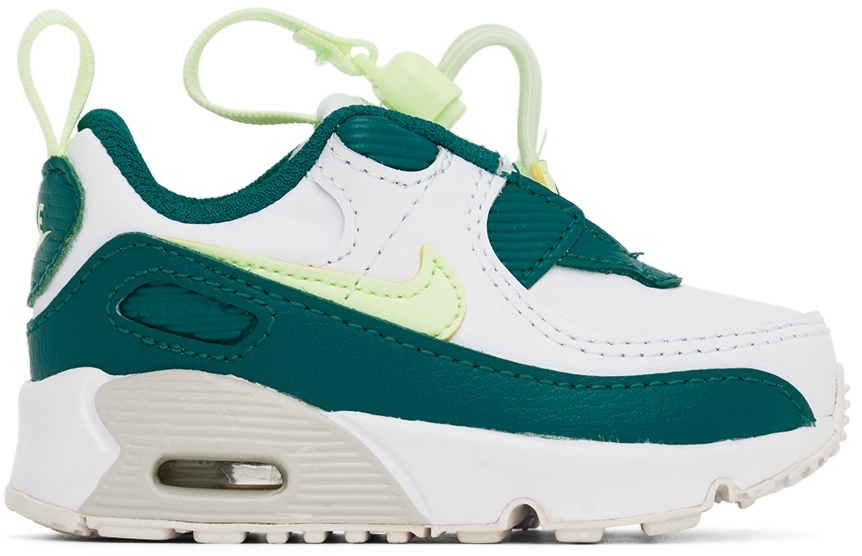 Shop Nike Baby Green & White Air Max 90 Toggle Sneakers In White/barely Volt-br