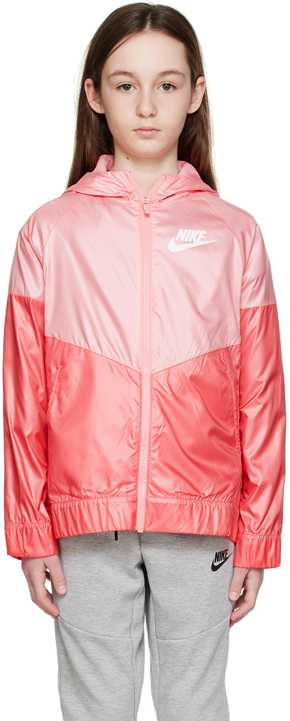 Nike Kids Pink Sportswear Windrunner Big Kids Jacket In Coral Chalk/sea Cora