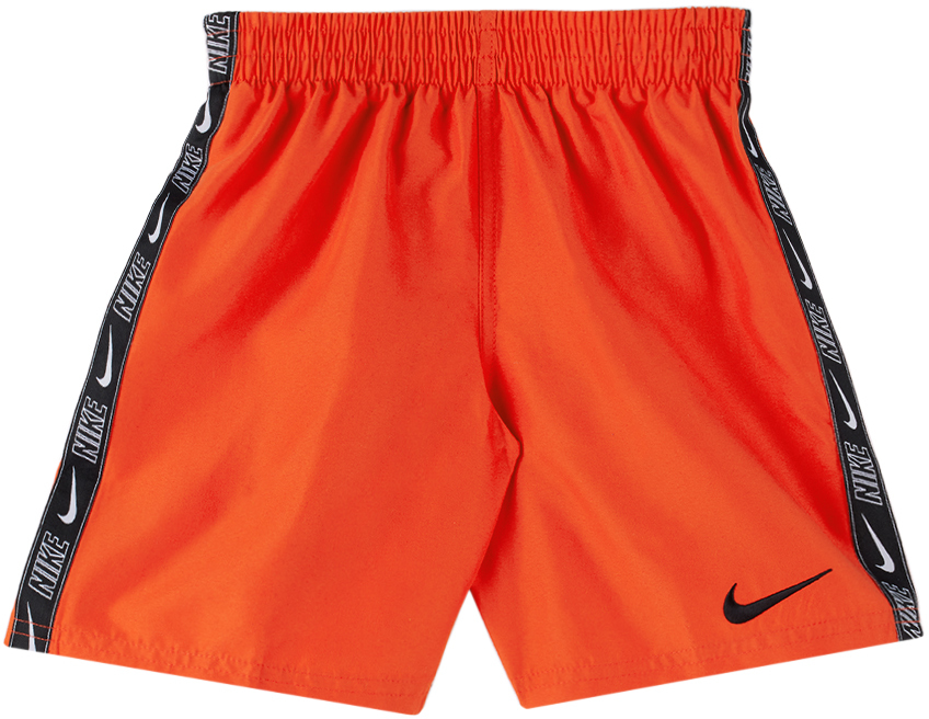 Nike Kids Red Embroidered Little Kids Swim Shorts In 620 Picante Red