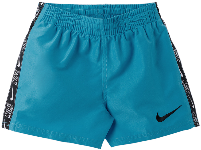 Nike Kids Blue Embroidered Big Kids Swim Shorts In 480 Blue Lightning