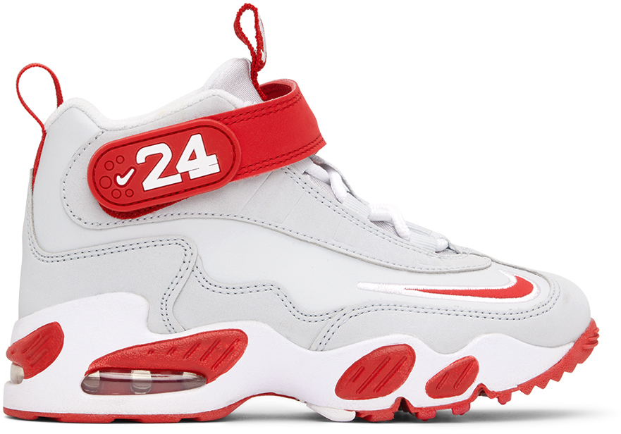 Kids Gray & Red Air Griffey Max 1 Little Kids Sneakers by Nike on Sale