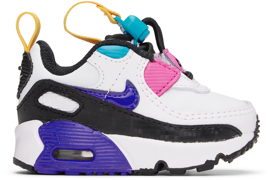 Nike Baby White Air Max 90 Toggle Sneakers In White/hyper Royal-bl