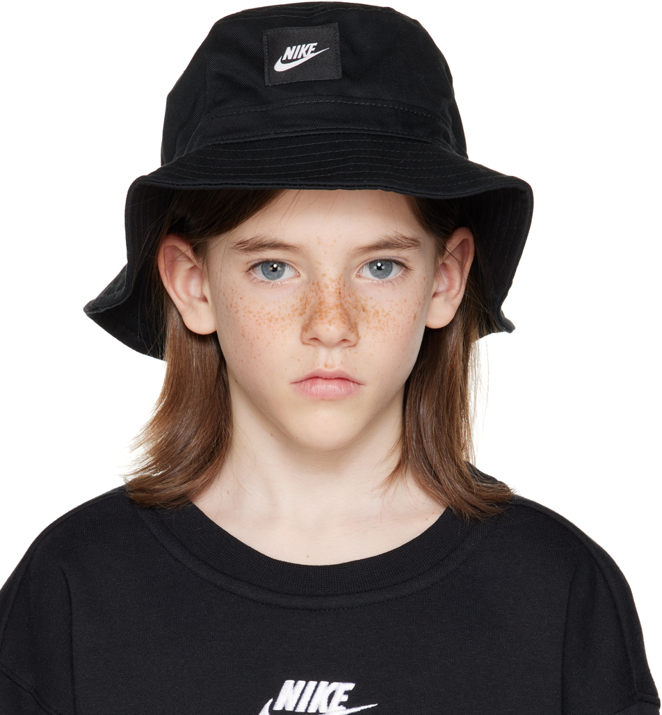 Kids Black Patch Bucket Hat by Nike on Sale
